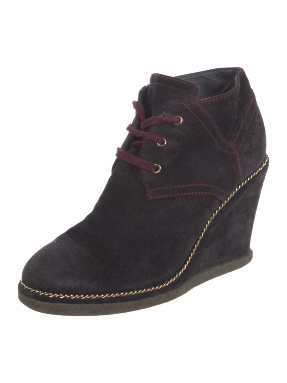 Chanel Navy Blue Suede Interlocking CC Logo Platform Boots